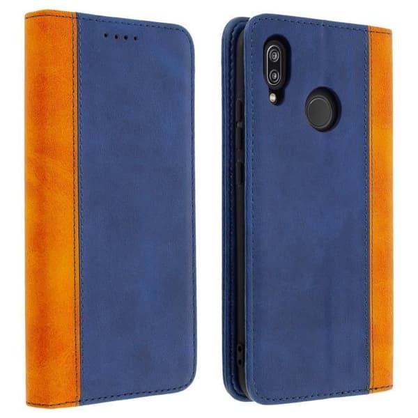 Housse - AVIZAR - P20 Lite - Ekolläder - Mörkblå - Stödfunktion