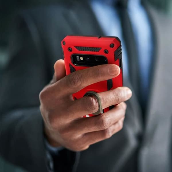 Coque - AVIZAR - Galaxy S10 - Bi-materialer - Stiv og Blød - Videostøtte Rød