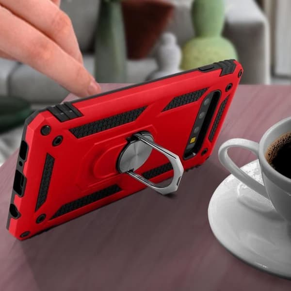Coque - AVIZAR - Galaxy S10 - Bi-materialer - Stiv og Blød - Videostøtte Rød