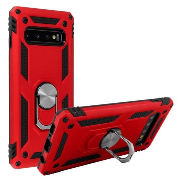 Coque - AVIZAR - Galaxy S10 - Bi-materialer - Stiv og Blød - Videostøtte Rød