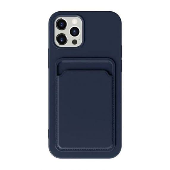 iPhone 15 Pro Max Mobilskal Silikon med Korthållare - Blå