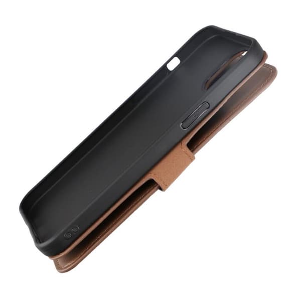 iPhone 15 Plus Plånboksfodral Läder Rvelon - Brun