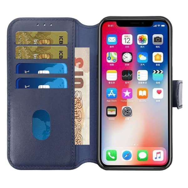iPhone 15 Plus Plånboksfodral Läder Rvelon - Blå