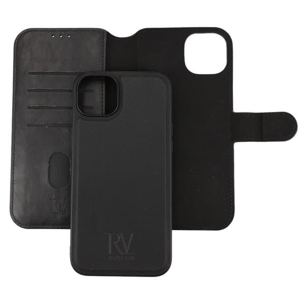 iPhone 15 Plus Plånboksfodral Magnet Rvelon - Svart