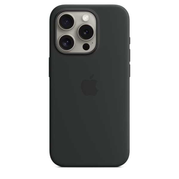 Apple Original iPhone 15 Pro Kuori Silikoni MagSafe Musta