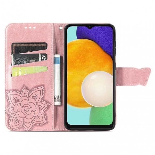 Samsung A54 5G Pung etui PU-Læder 4-KOMPARTMENT Motiv Sommerfugl