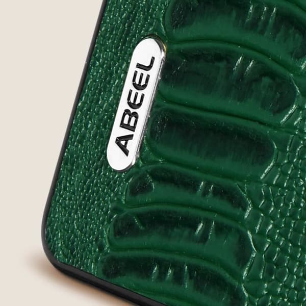 Fodral till Samsung Galaxy Z Fold 5 - ABEEL - Hybrid läder ormmönster - Mörkgrön