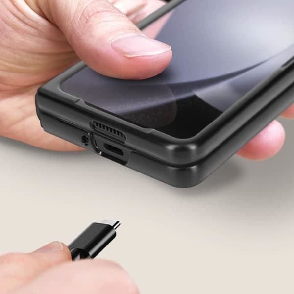 Fodral till Samsung Galaxy Z Fold 5 - ABEEL - Hybrid läder ormmönster - Mörkgrön