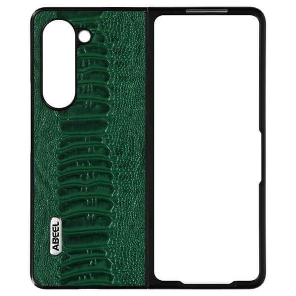Fodral till Samsung Galaxy Z Fold 5 - ABEEL - Hybrid läder ormmönster - Mörkgrön