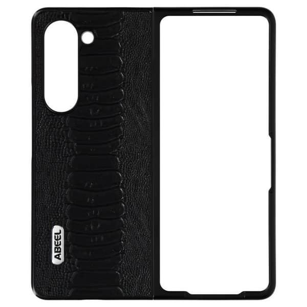 Fodral - ABEEL - Samsung Galaxy Z Fold 5 - Äkta läder - Svart ormmönster