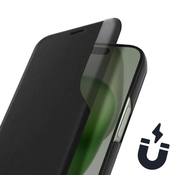 Foliofodral - AVIZAR - iPhone 15 Plus - Hel skydd - Lucka med fönster - Video stöd
