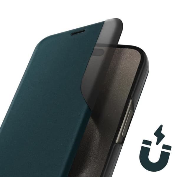 Fodral till iPhone 15 Pro Max - AVIZAR - Flip Display Window - Grön - Stel - Syntet
