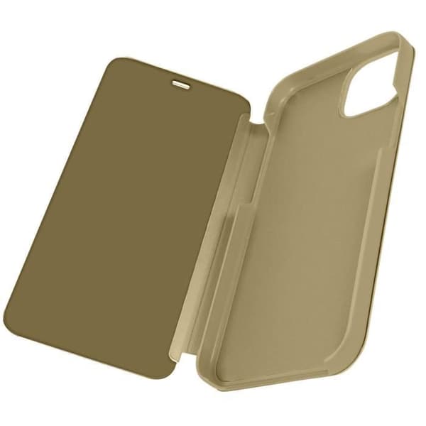 Clear View Fodral till iPhone 15 Pro Max - AVIZAR - Spegel Flip Stativ Funktion Guld