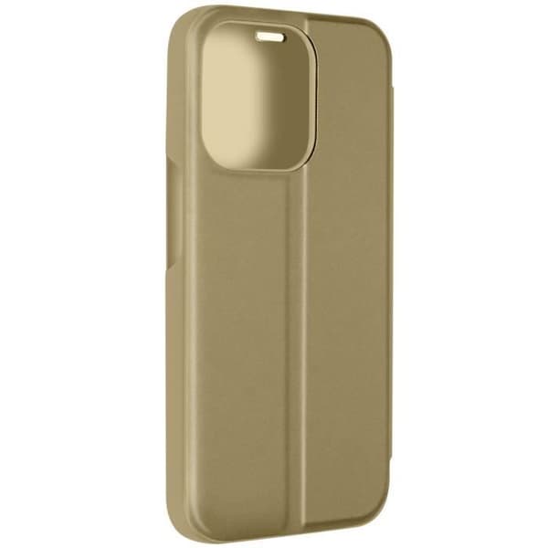 Clear View Fodral till iPhone 15 Pro Max - AVIZAR - Spegel Flip Stativ Funktion Guld