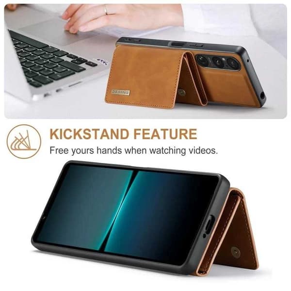 8-FACK Xperia 1 V Stöttåligt Skal med Magnetisk Korthållare DG.MING Detach