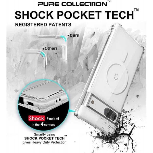 Google Pixel 7a Transparent Stötdämpande Skal MagSafe-Kompatibelt