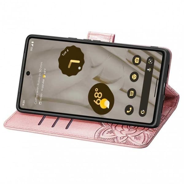 Google Pixel 8 Plånboksfodral PU-Läder 4-FACK Motiv Fjäril