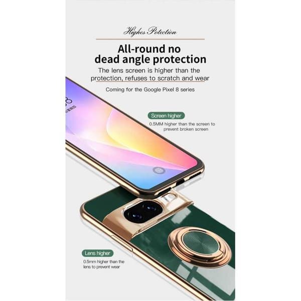Google Pixel 8 Pro Elegant & Stöttåligt Skal med Ringhållare Flawless