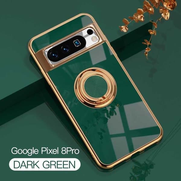 Google Pixel 8 Pro Elegant & Stöttåligt Skal med Ringhållare Flawless Mörkgrön