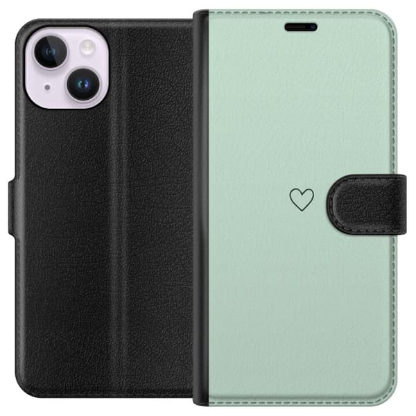 Apple iPhone 15 Lommeboketui Hjerte Grønn