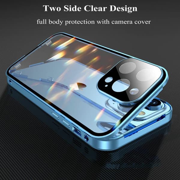INF Dobbeltsidig HD-telefondeksel med spenne magnetisk varmespredning for iPhone SortiPhone 15 Pro 15 x 7.5 x 1 cm