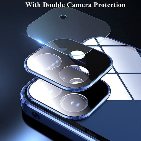 INF Dobbeltsidig HD-telefondeksel med spenne magnetisk varmespredning for iPhone SortiPhone 15 Pro 15 x 7.5 x 1 cm
