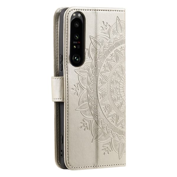 SKALO Sony Xperia 1 V Mandala lompakkokotelo - Kulta