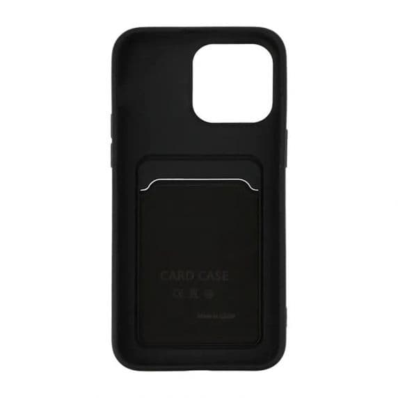 iPhone 15 Pro Mobilskal Silikon med Korthållare - Svart