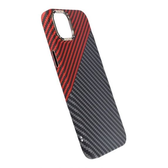 iPhone 15 Mobilskal i Kolfiber - Röd/Svart