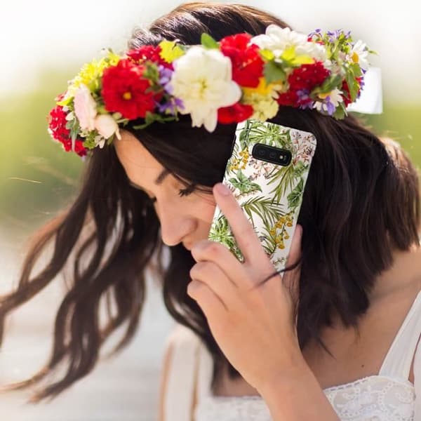 Coque - IDEAL OF SWEDEN - Samsung Galaxy S10e - Rosa - Hård - Blommig - Qi trådlös laddning