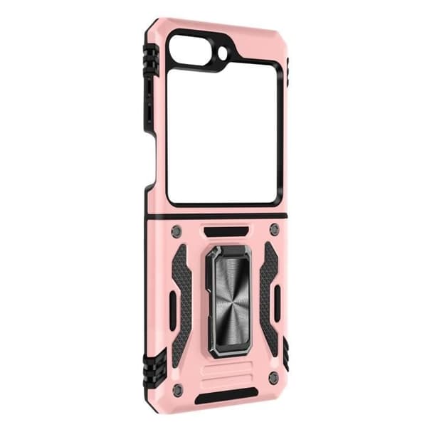Fodral till Samsung Galaxy Z Flip 5 - AVIZAR - ArmoRing Bump series - Bi-material - Roséguld - Metallring