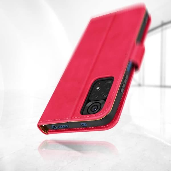 Rosa plånboksfodral för Xiaomi Redmi Note 11 och Note 11s - AVIZAR - styvt - videostödsfunktion