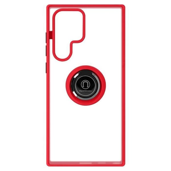 Samsung Galaxy S22 Ultra Fodral Bi-material Metal Ring Video Support röd
