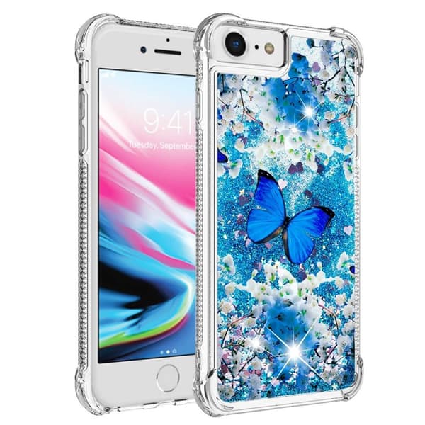 YB Quicksand Series 2 iPhone 7/8/SE 2020/SE 2022 Skal - Blue Butterfly