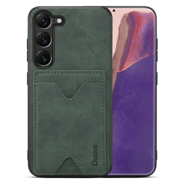 DENIOR Samsung Galaxy S23 skal med en kortplats och ett stativ - Grönt