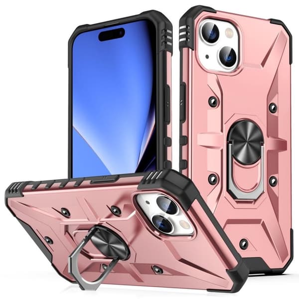 IPhone 15 Plus skal med ett fäste - Roséguld