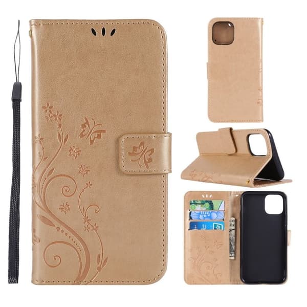 IPhone 11 Pro Max fodral med ett fjärilstryck - Guldfärgat