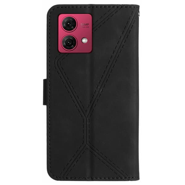 SKALO Motorola Edge 40 Neo 5G Kohokuvioitu PU Nahka Lompakkokotelo - Musta