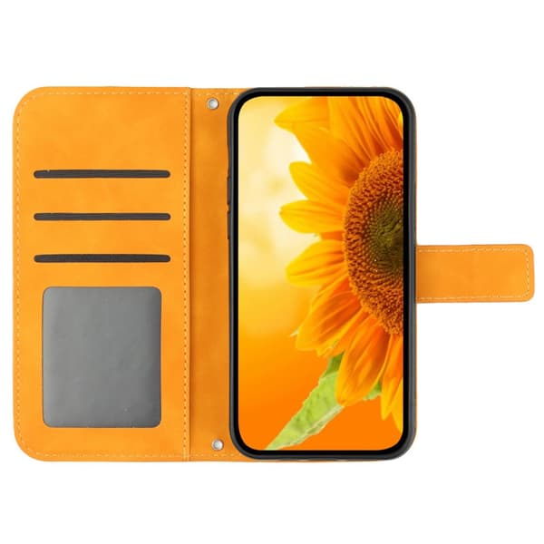 SKALO Motorola Edge 40 Neo 5G Kohokuvioitu Flower PU Nahka Lompakkokotelo - Vaaleanruskea