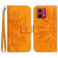 Pikkukuva 1 / 9: SKALO Motorola Edge 40 Neo 5G Kohokuvioitu Flower PU Nahka Lompakkokotelo - Vaaleanruskea