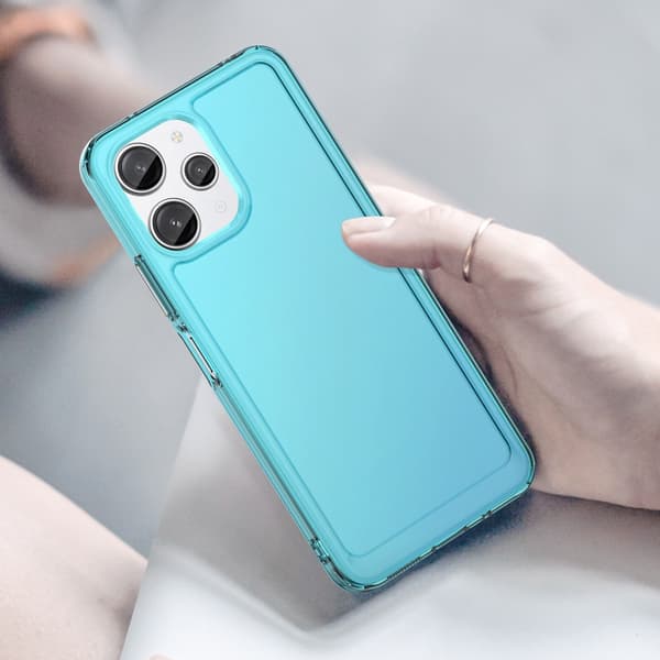 SKALO Xiaomi Redmi 12 4G/5G Transparent TPU Metal Buttons Cover - Turkis