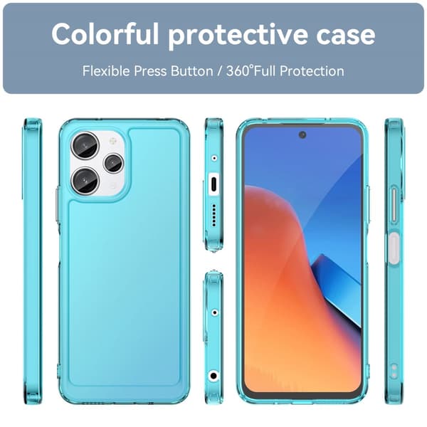 SKALO Xiaomi Redmi 12 4G/5G Transparent TPU Metal Buttons Cover - Turkis