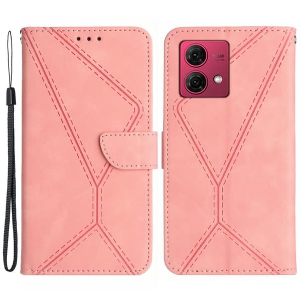 SKALO Motorola Edge 40 Neo 5G Kohokuvioitu PU Nahka Lompakkokotelo - Pinkki