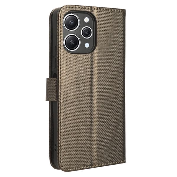 SKALO Xiaomi Redmi 12 4G/5G Premium Mini Romb Plånboksfodral - Brun