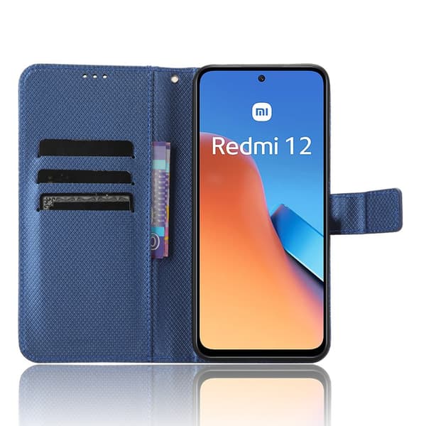 SKALO Xiaomi Redmi 12 4G/5G Premium Mini Romb Plånboksfodral - Blå