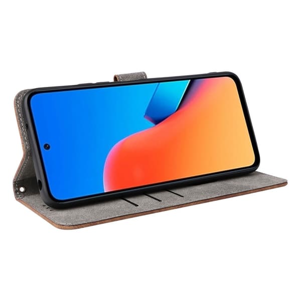 SKALO Xiaomi Redmi 12 4G/5G Flip Cover m. pung i PU-læder - Brun