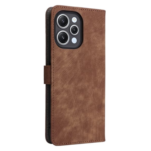 SKALO Xiaomi Redmi 12 4G/5G Flip Cover m. pung i PU-læder - Brun
