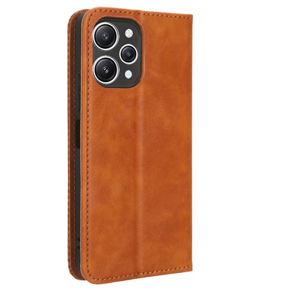 SKALO Xiaomi Redmi 12 4G/5G Kohokuvioitu Premium lompakkokotelo - Ruskea