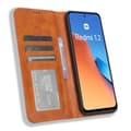 Pikkukuva 2 / 8: SKALO Xiaomi Redmi 12 4G/5G Kohokuvioitu Premium lompakkokotelo - Ruskea
