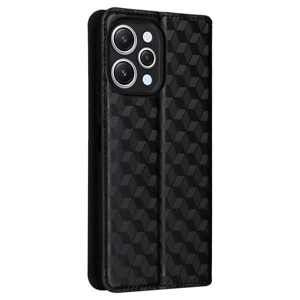 SKALO Xiaomi Redmi 12 4G/5G Romb Litchi Plånbok - Svart